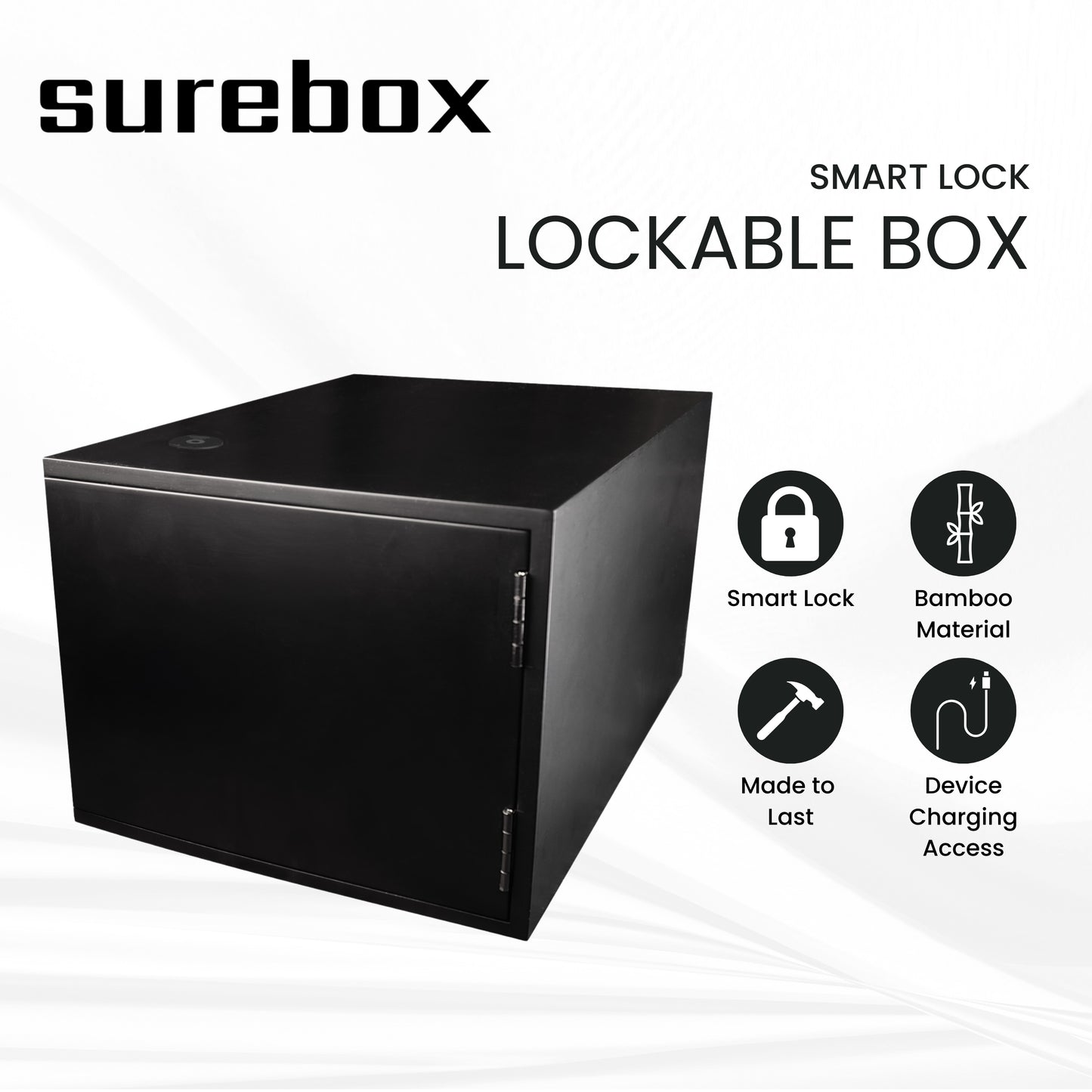 X4 PACK Lockable Box - Smart Lock - TTLock App - Black