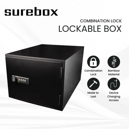 X4 PACK - Lock Box - 4 Digit Combination Lock - Black surebox