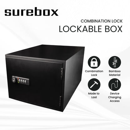 X4 PACK - Lockable Box - 4 Digit Combination Lock - Black
