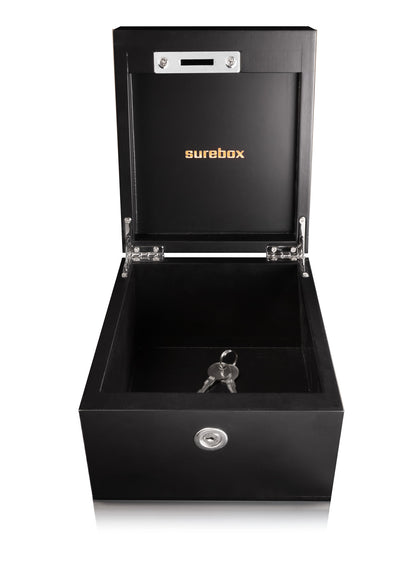 Small Lockable Box - Lock & Key - Black
